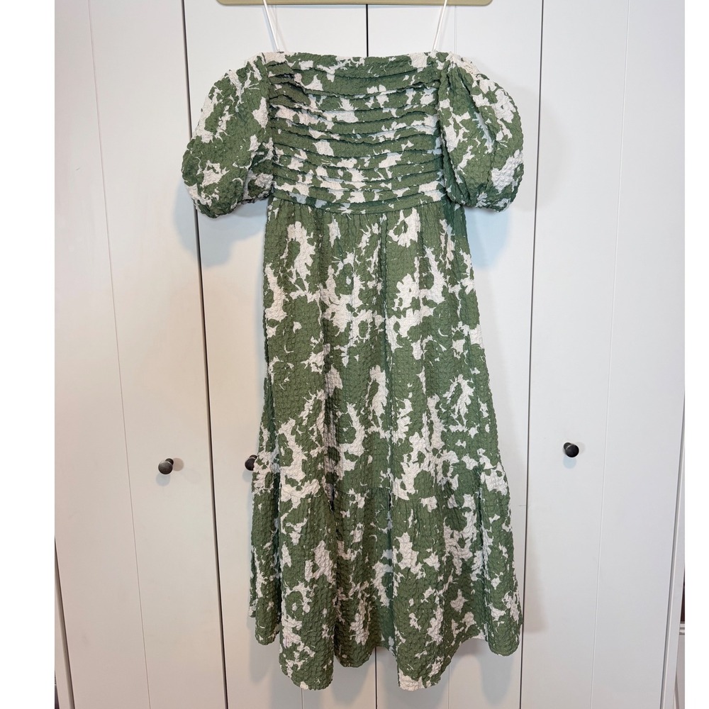 Abercrombie & Fitch Emerson Smocked Off The Shoulder Midi Dress Floral M NEW